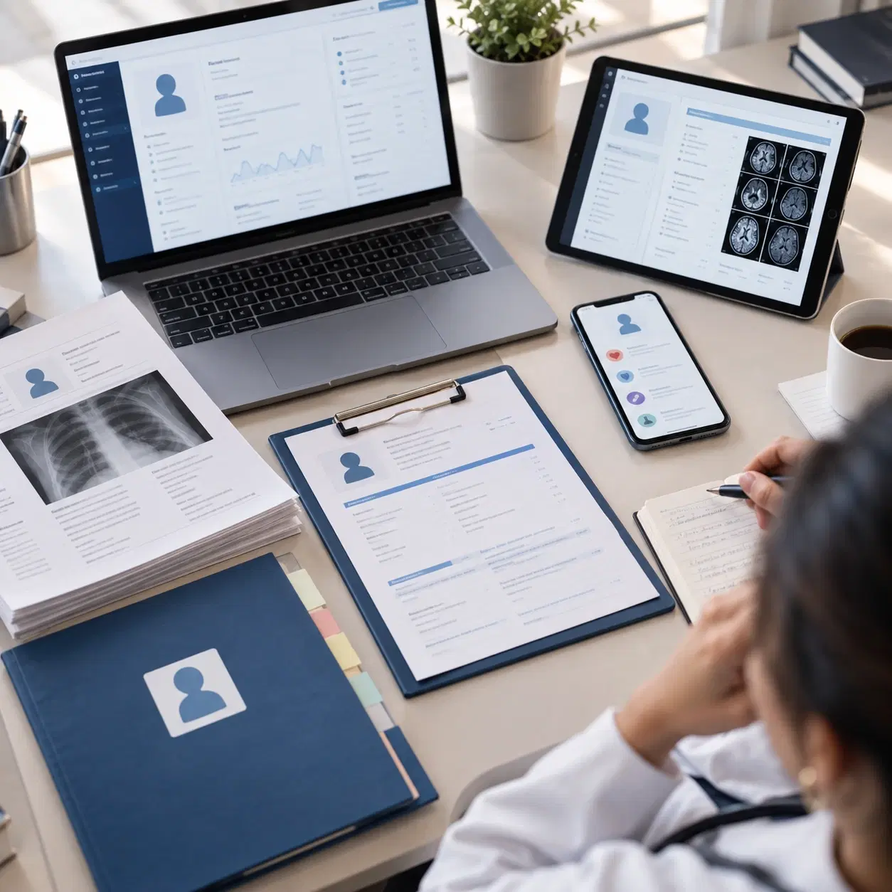 Digital healthcare data on a monitor